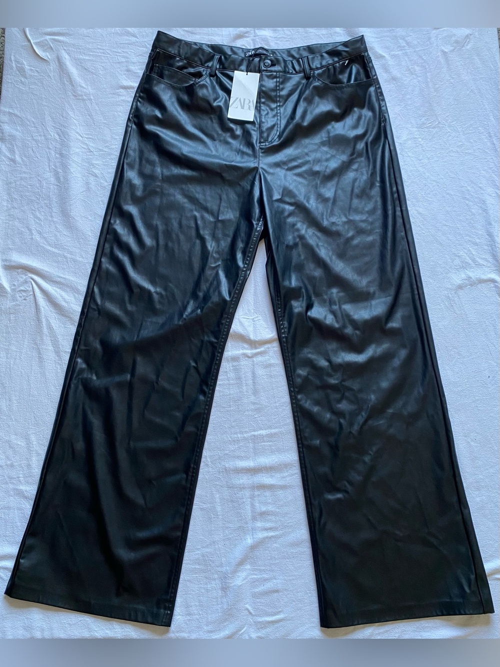 Zara Faux Leather Black Pants SZ XXL, Casual, elegant, classic - Picture 3 of 15